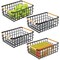 mDesign Metal Food Organizer Storage Bins with Bamboo Handles - 4 Pack